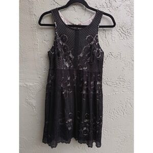 Free People Women Black Lace Sleeveless Scalloped Mini Dress SMALL Whimsigoth